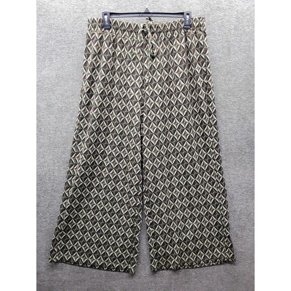 Nina Parker Pants Women's 2X Green Geometric Print Wide Leg Stretch NWT - Picture 1 of 12